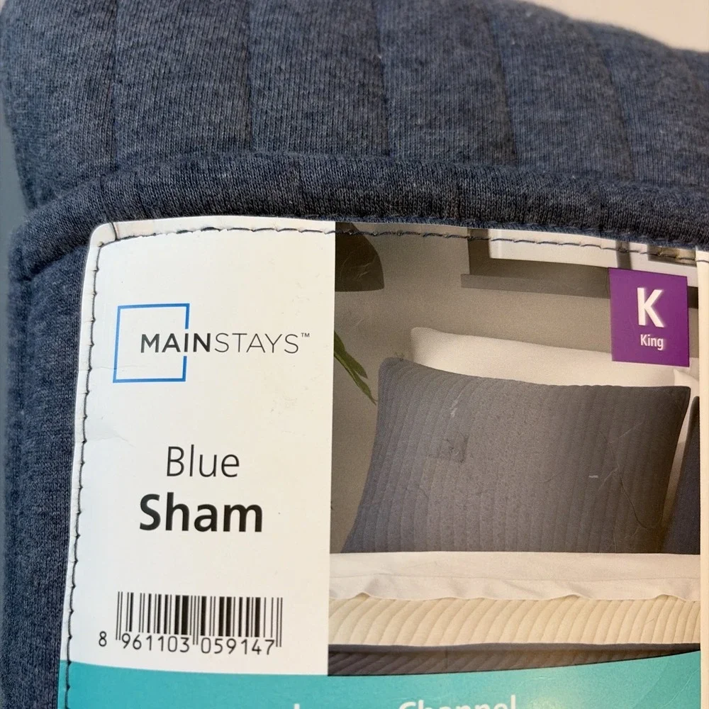 Mainstays Jersey Channel Sham (1) in Blue - King